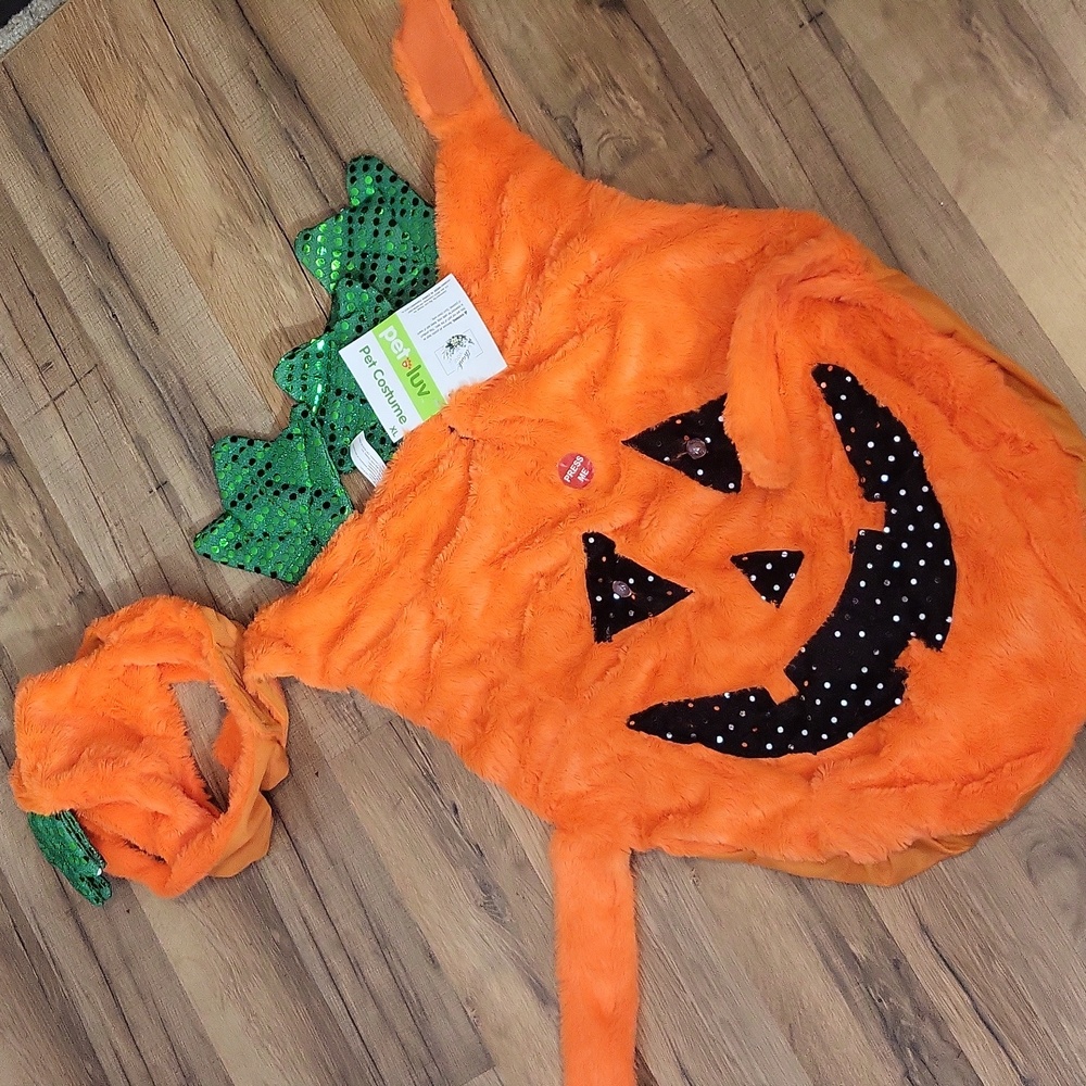 PET LUV Orange Black Flashing Eyes Pumpkin Dog Costume- XL